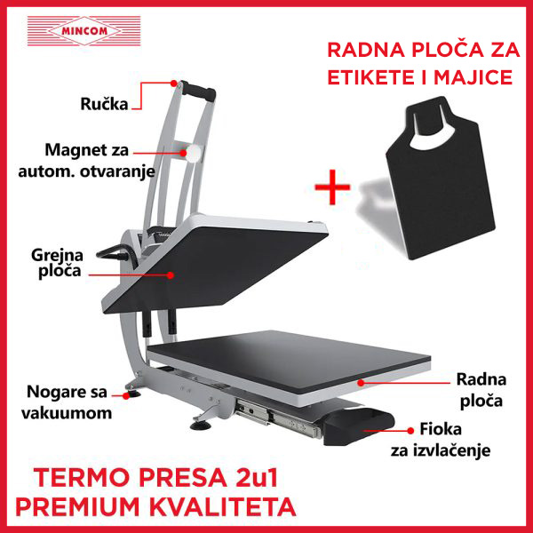 Termo presa 2u1 premium kvaliteta sa radnom pločom