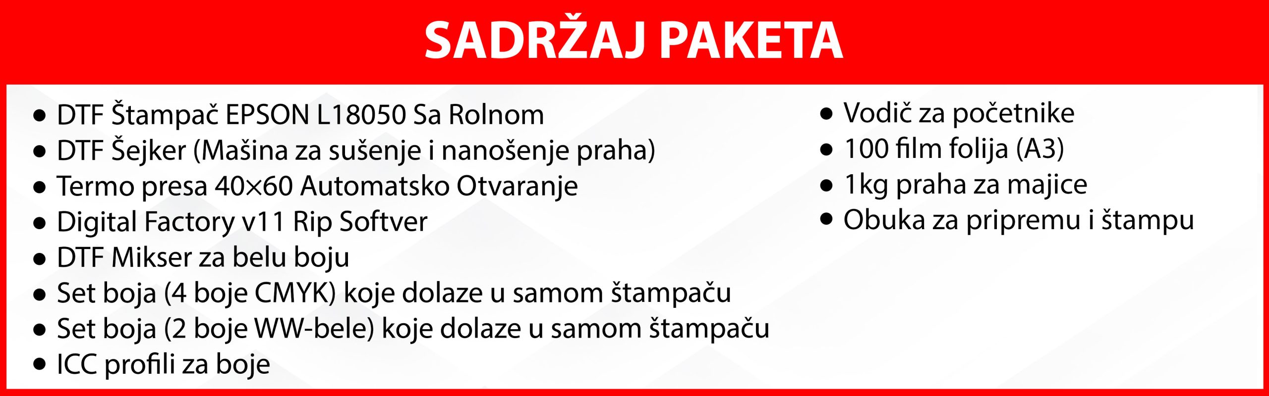 DTF Paket 2 Epson L18050 sa Šejkerom